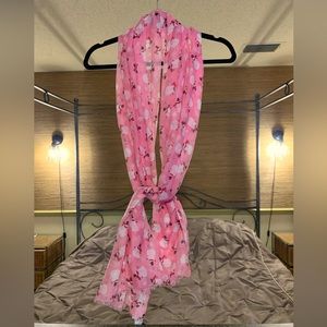 Pink Thin Snowman and Snow Flake Scarf Wrap